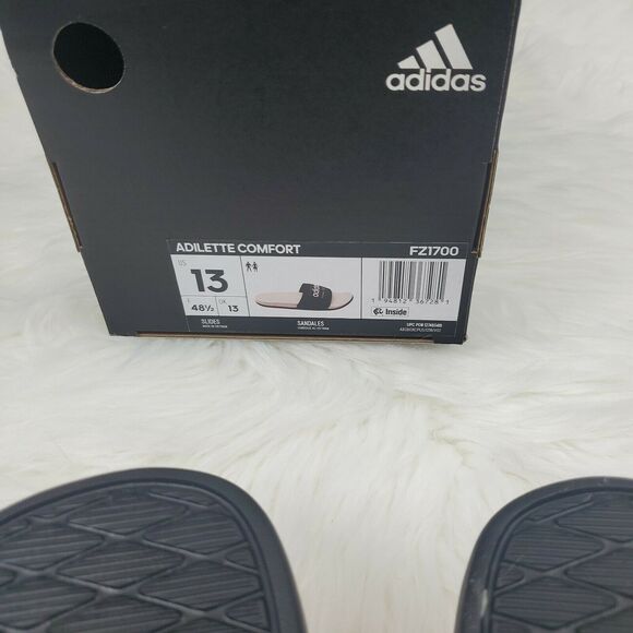 Adidas Unisex-Adult Adilette Size 13 Comfort Slides Sandal Black & Pink - Picture 4 of 5